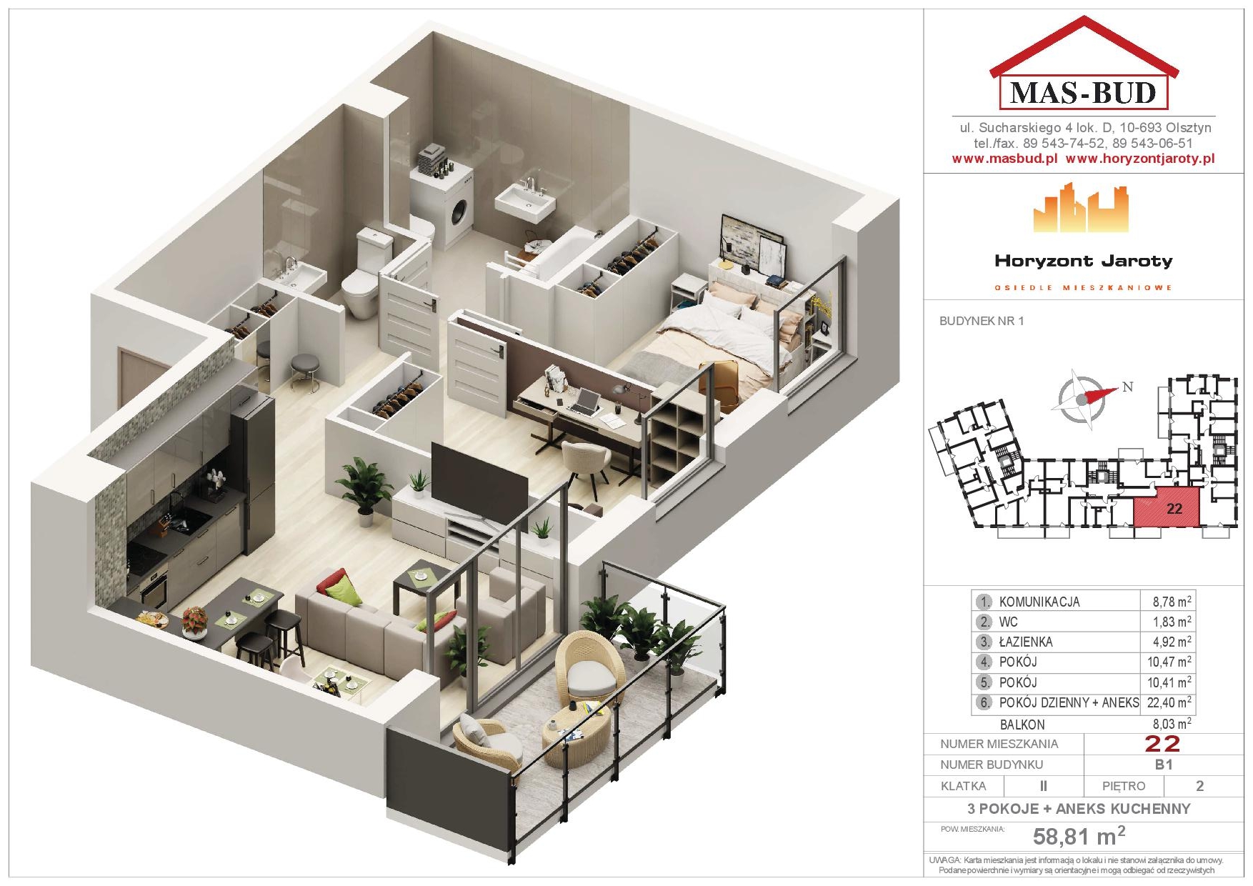 Wizualizacja - Mieszkanie 22 , Horyzont Jaroty, Piętro II piętro
