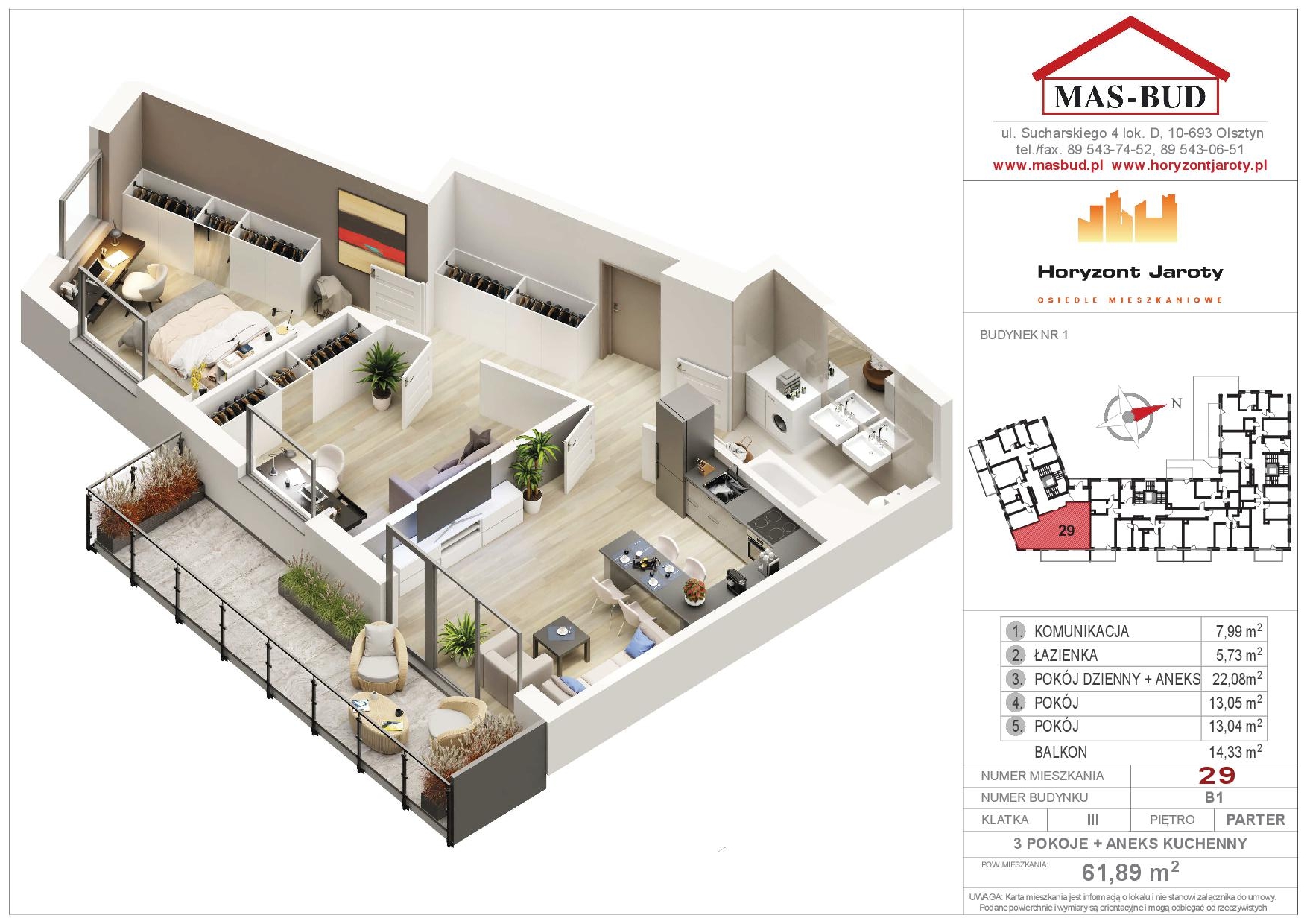 Wizualizacja - Mieszkanie 29 , Horyzont Jaroty, Piętro Parter