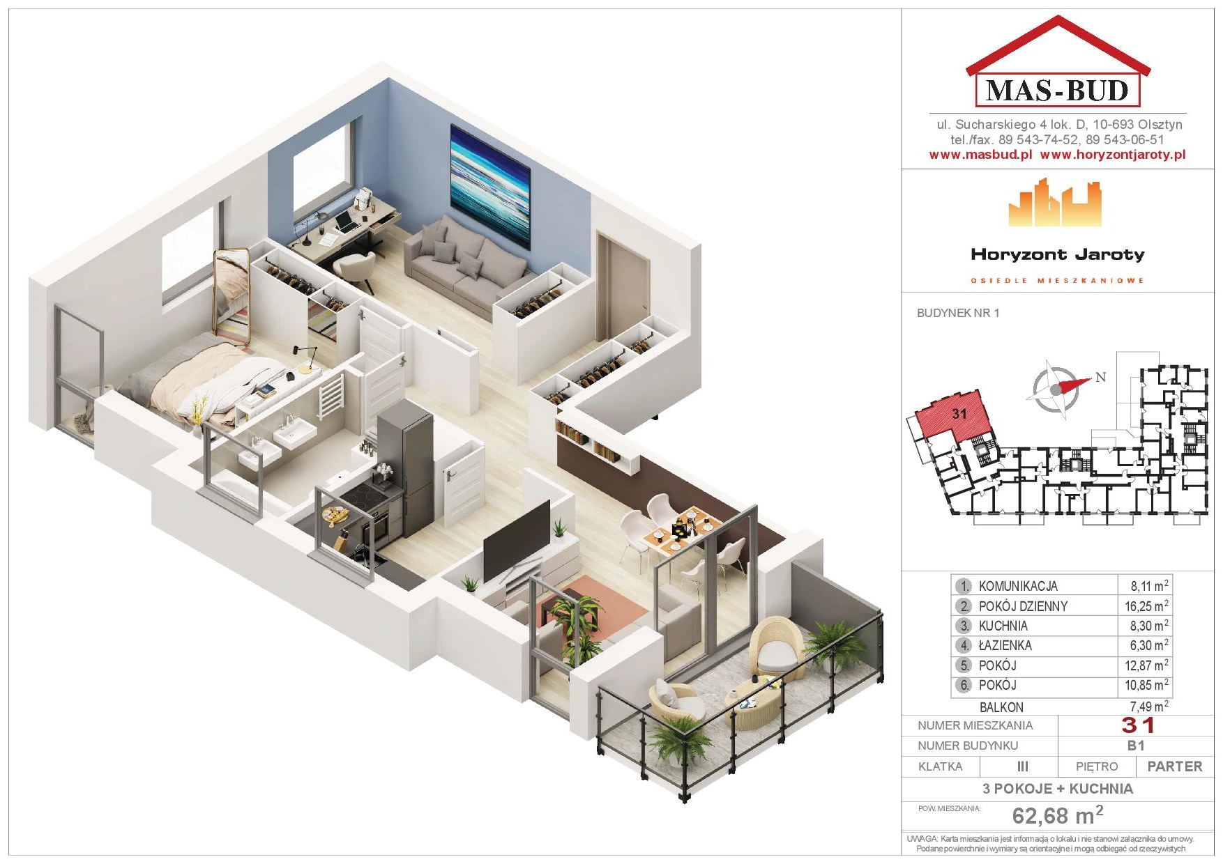 Wizualizacja - Mieszkanie 31 , Horyzont Jaroty, Piętro Parter