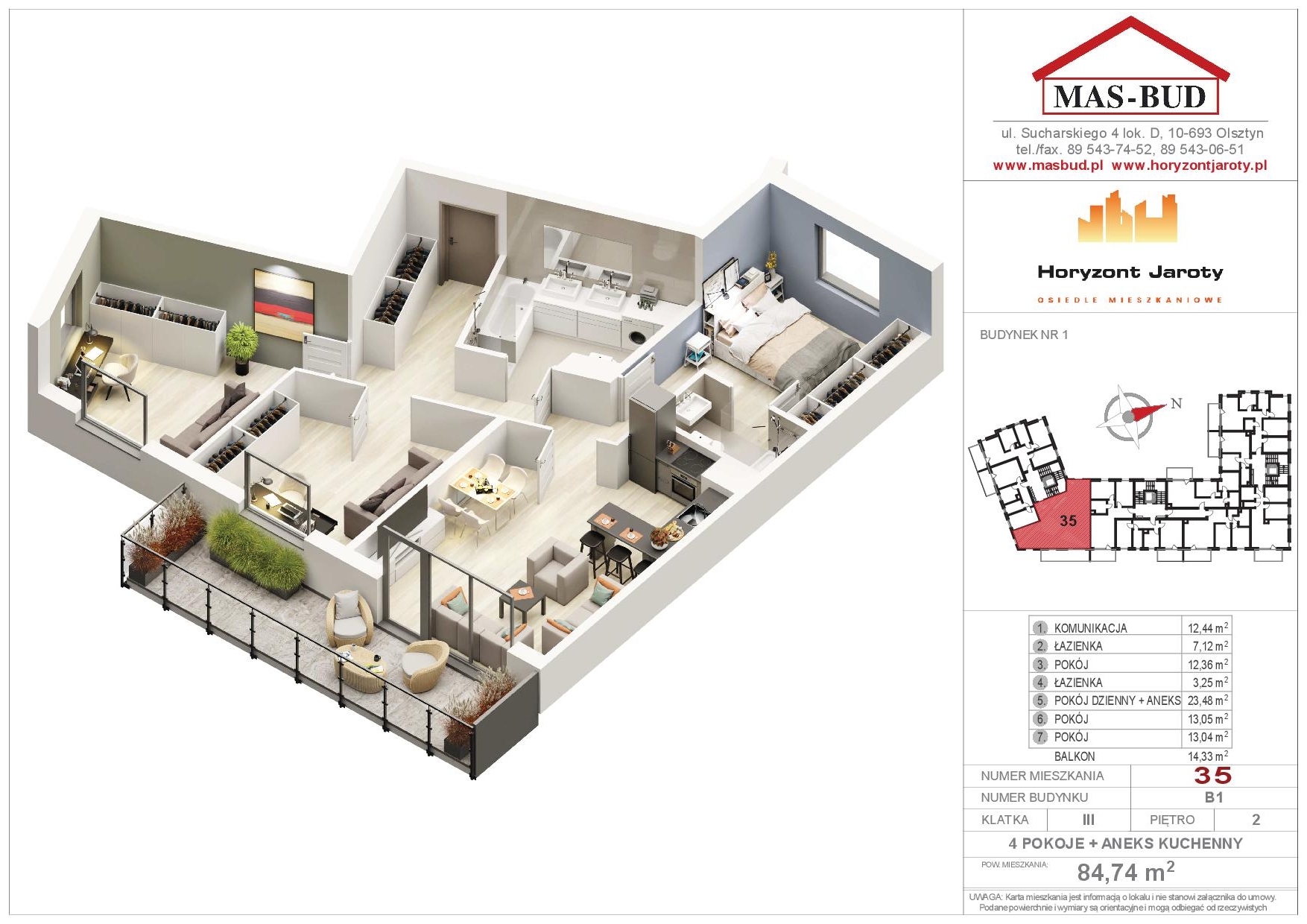 Wizualizacja - Mieszkanie 35 , Horyzont Jaroty, Piętro II piętro