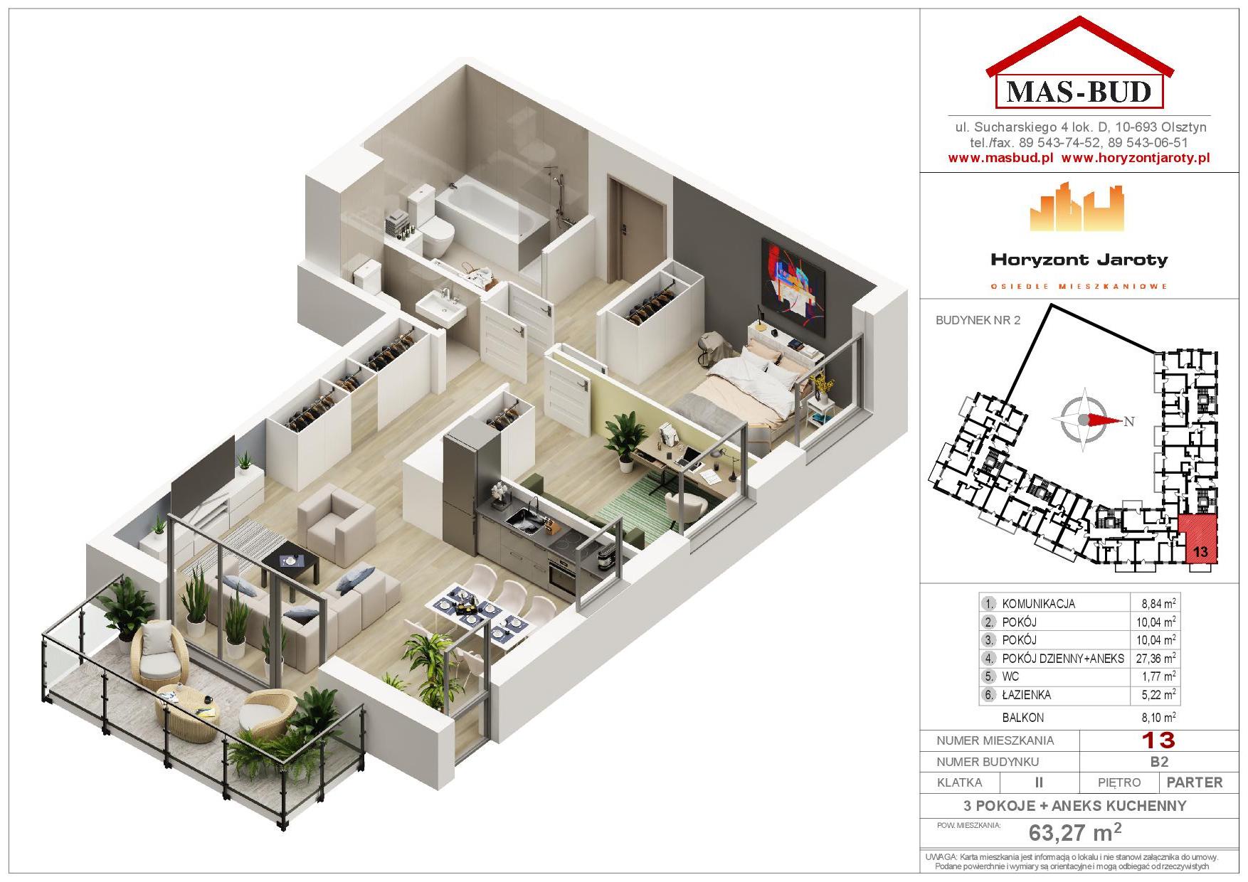 Wizualizacja - Mieszkanie 13 , Horyzont Jaroty, Piętro Parter