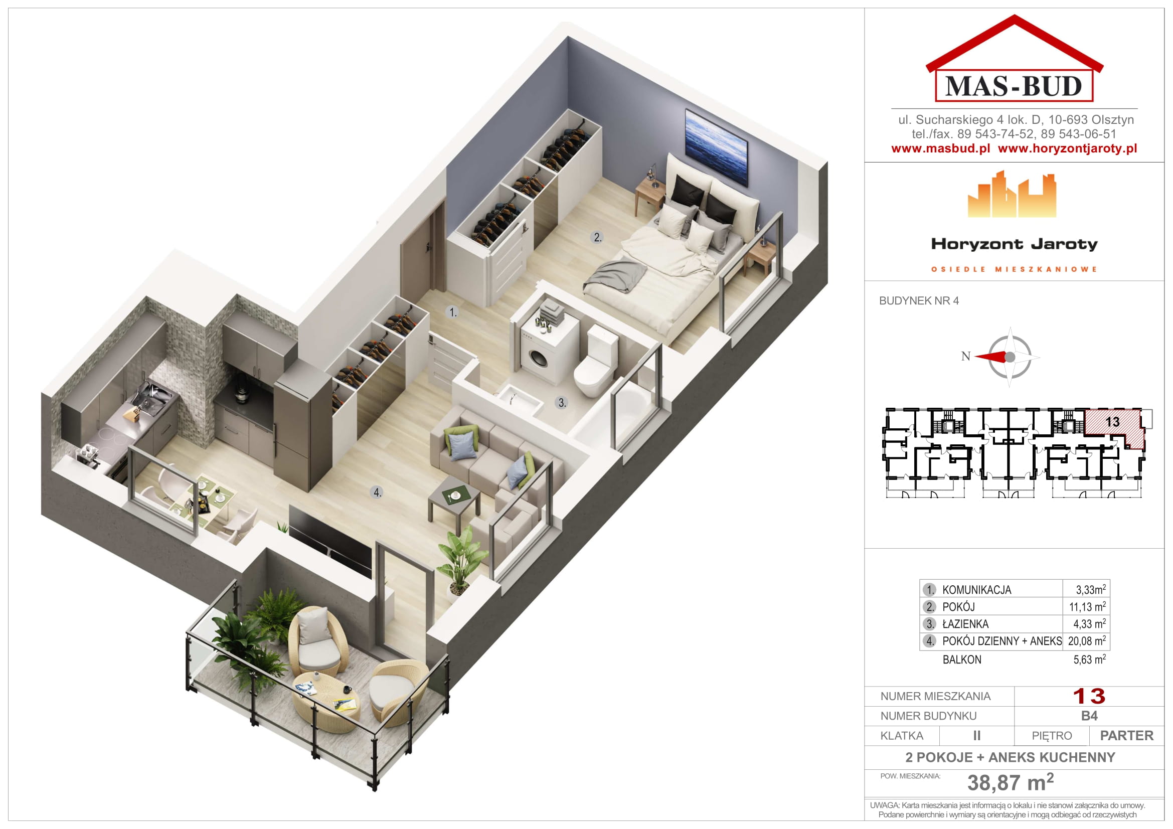 Wizualizacja - Mieszkanie 13 , Horyzont Jaroty, Piętro Parter