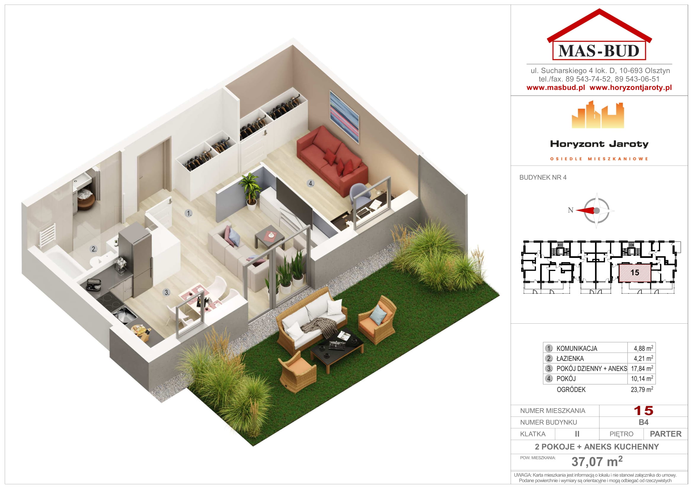 Wizualizacja - Mieszkanie 15 , Horyzont Jaroty, Piętro Parter