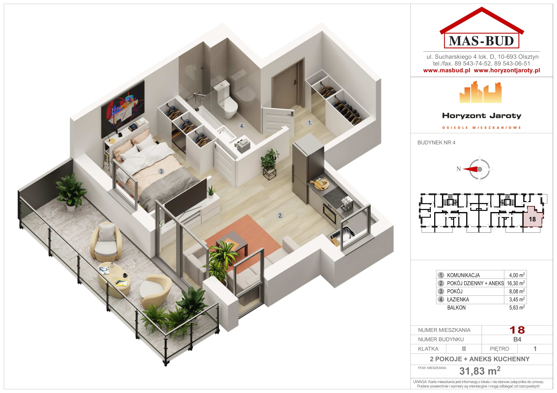 Wizualizacja - Mieszkanie 18 , Horyzont Jaroty, Piętro I piętro