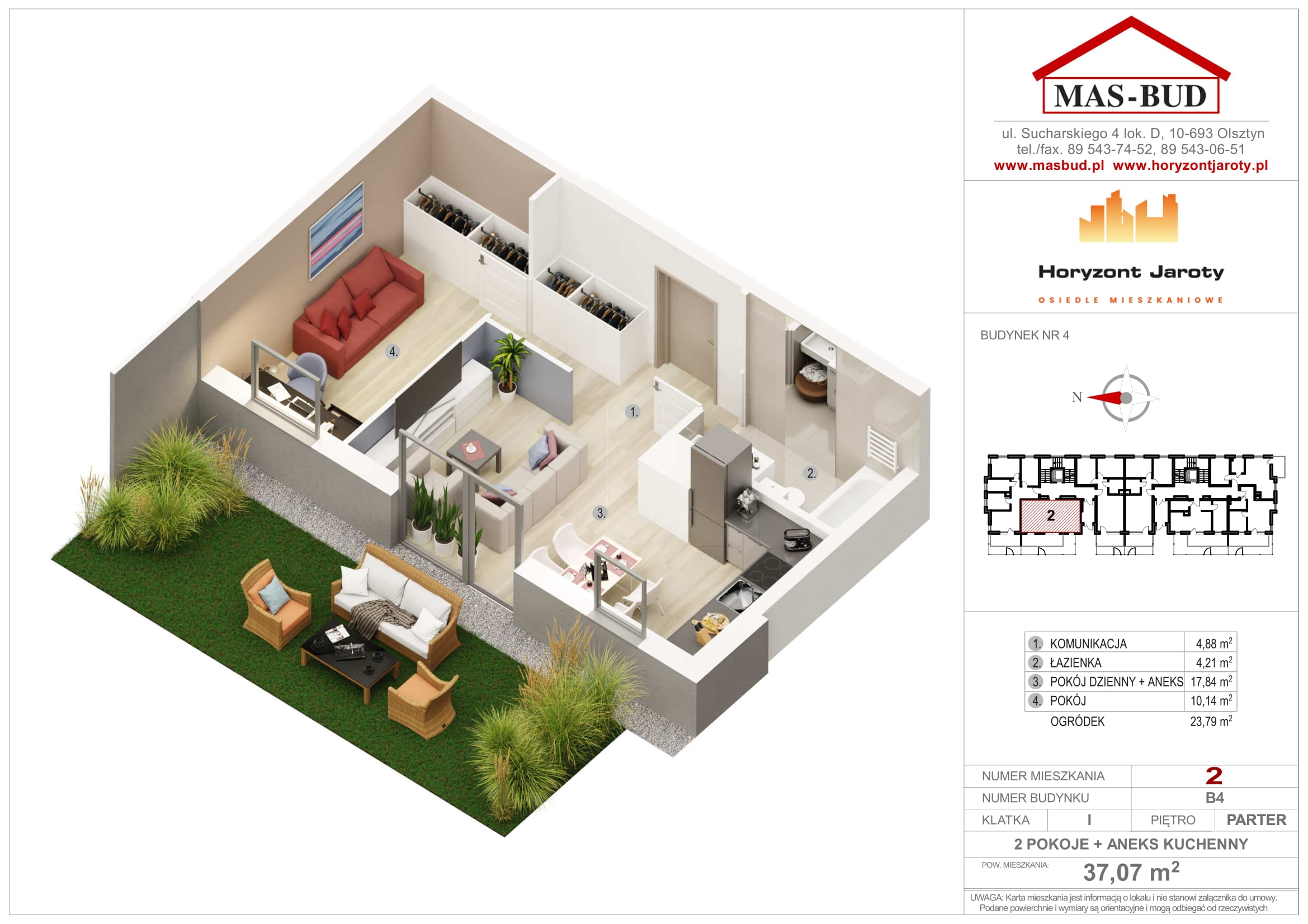 Wizualizacja - Mieszkanie 2 , Horyzont Jaroty, Piętro Parter