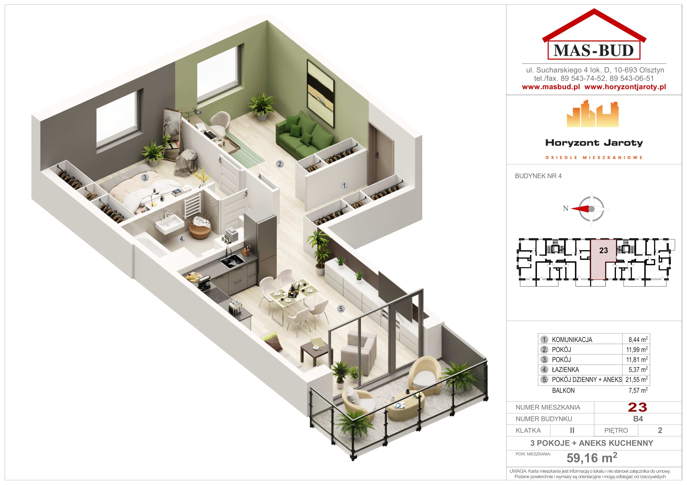 Wizualizacja - Mieszkanie 23 , Horyzont Jaroty, Piętro II piętro