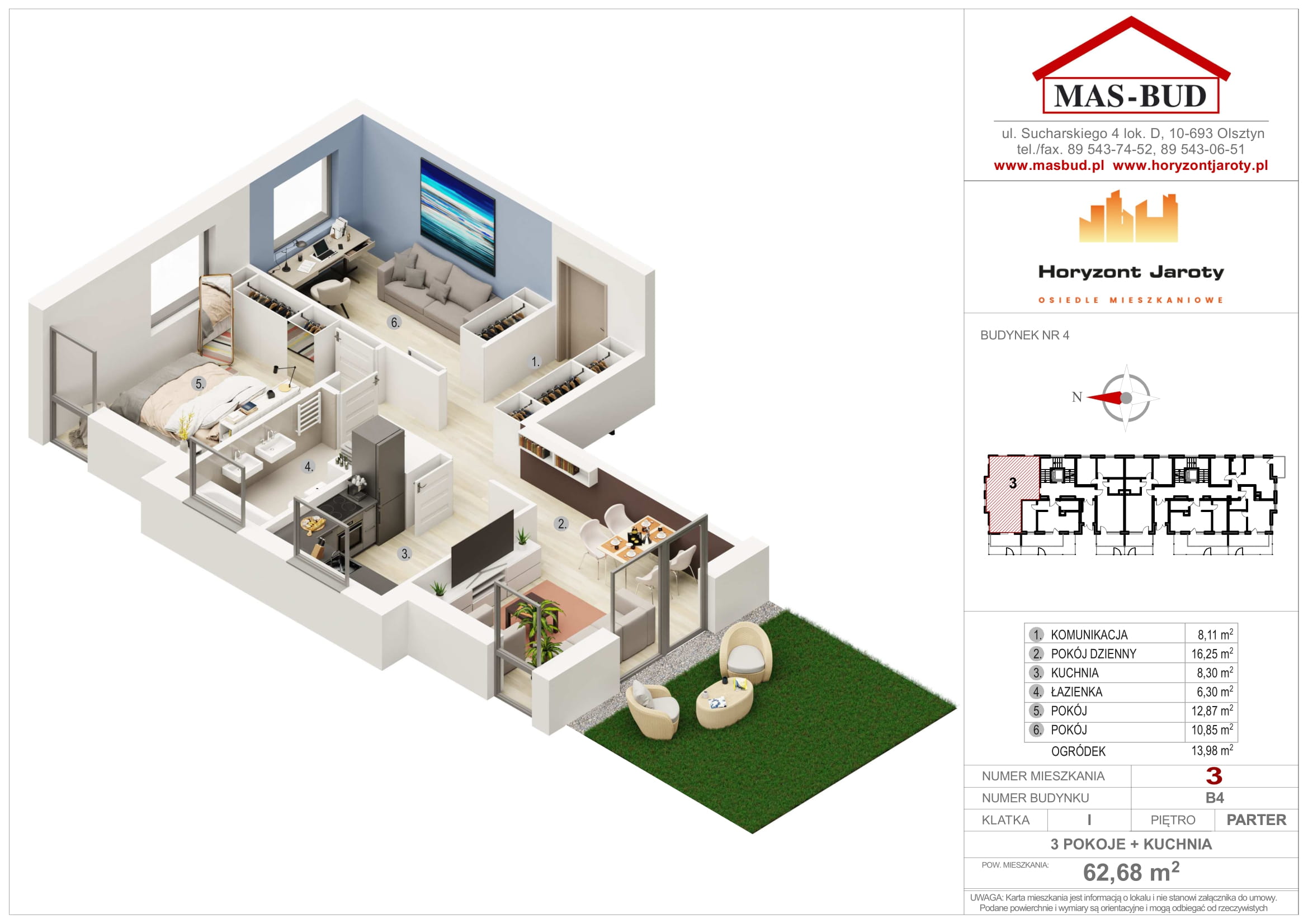 Wizualizacja - Mieszkanie 3 , Horyzont Jaroty, Piętro Parter