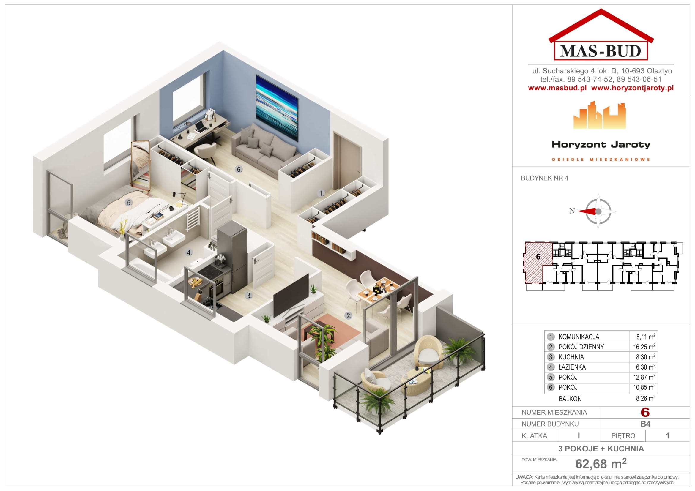Wizualizacja - Mieszkanie 6 , Horyzont Jaroty, Piętro I piętro