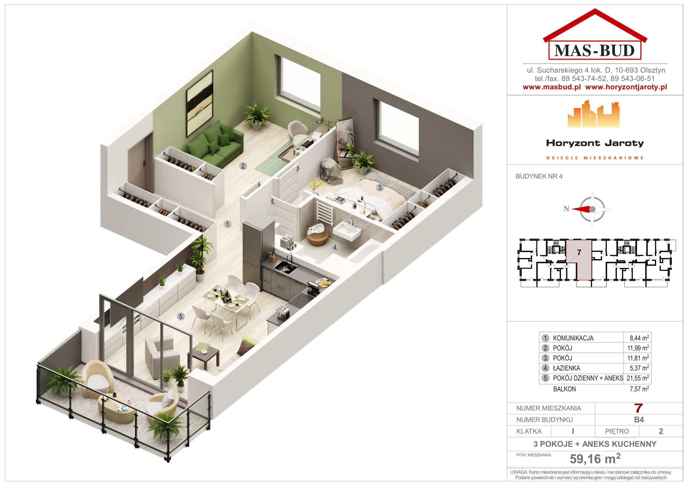 Wizualizacja - Mieszkanie 7 , Horyzont Jaroty, Piętro II piętro